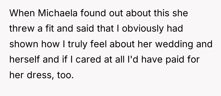 When Michaela found out about this she threw a fit...