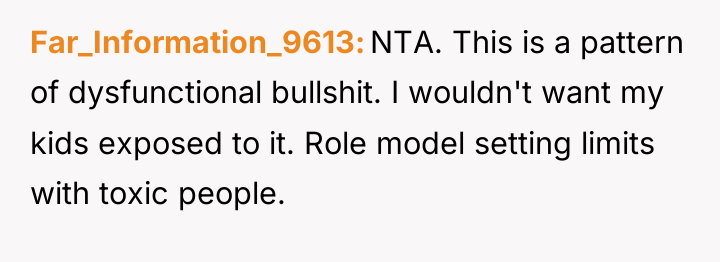 Far_Information_9613 NTA. This is a pattern of dysfunctional bullshit. I...
