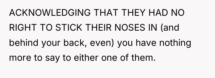 ACKNOWLEDGING THAT THEY HAD NO RIGHT TO STICK THEIR NOSES...