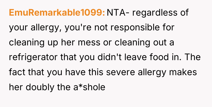 EmuRemarkable1099 NTA- regardless of your allergy, you're not responsible for...