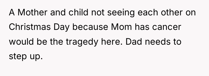 A Mother and child not seeing each other on Christmas...