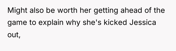 Might also be worth her getting ahead of the game...