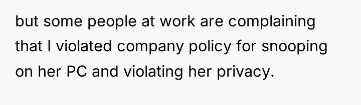 but some people at work are complaining that I violated...