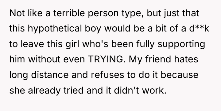 Not like a terrible person type, but just that this...