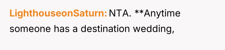 LighthouseonSaturn NTA. **Anytime someone has a destination wedding,