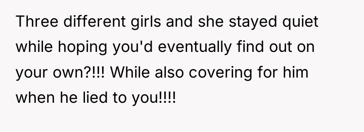 Three different girls and she stayed quiet while hoping you'd...