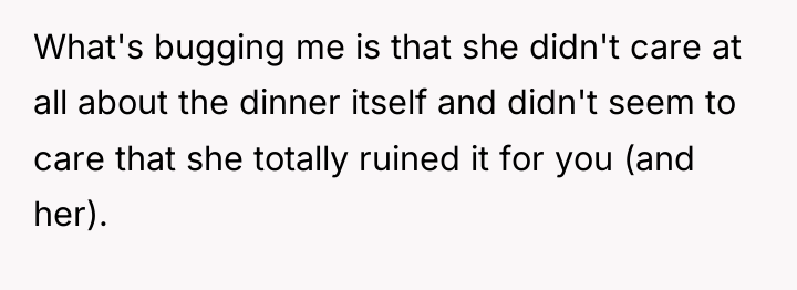 What's bugging me is that she didn't care at all...