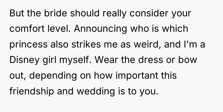 But the bride should really consider your comfort level. Announcing...