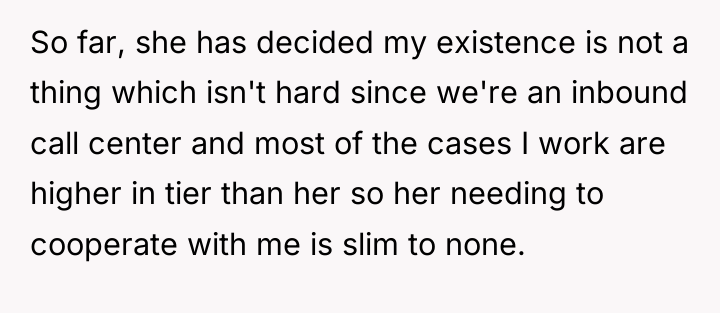 So far, she has decided my existence is not a...