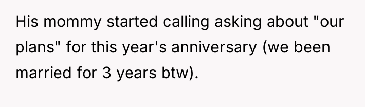 His mommy started calling asking about "our plans" for this...