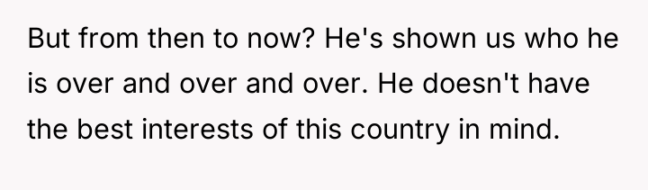 But from then to now? He's shown us who he...