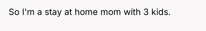 So I'm a stay at home mom with 3 kids.