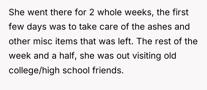 She went there for 2 whole weeks, the first few...