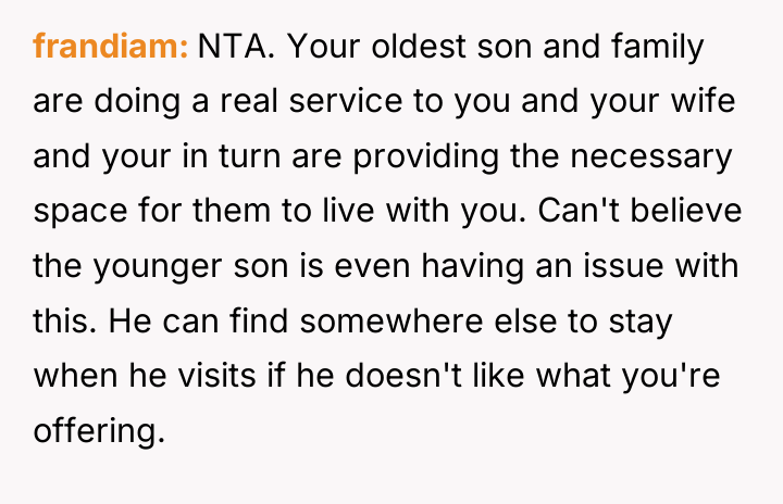 frandiam NTA. Your oldest son and family are doing a...