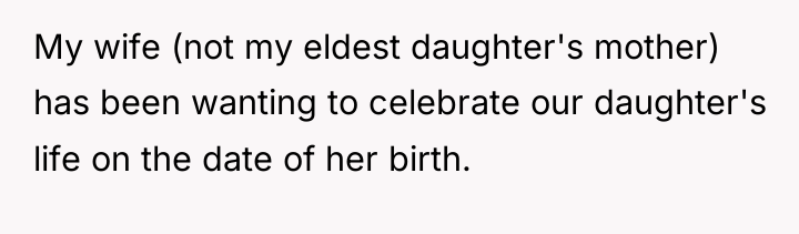 My wife (not my eldest daughter's mother) has been wanting...
