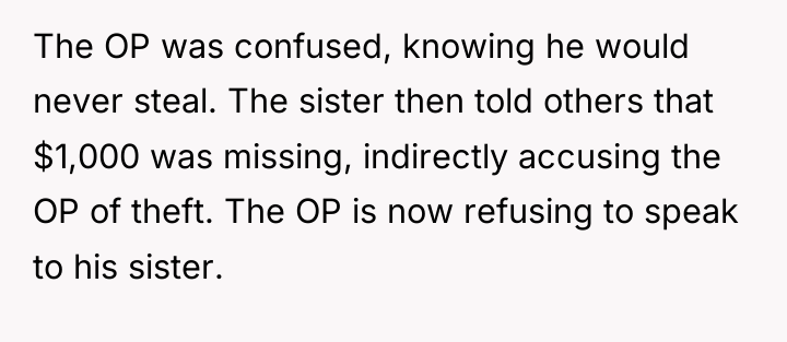 The OP was confused, knowing he would never steal. The...