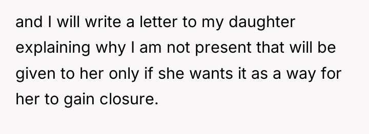 and I will write a letter to my daughter explaining...