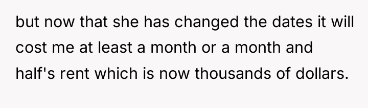 but now that she has changed the dates it will...