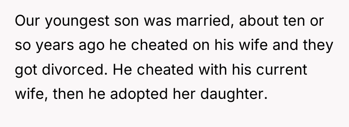 Our youngest son was married, about ten or so years...