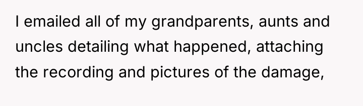 I emailed all of my grandparents, aunts and uncles detailing...