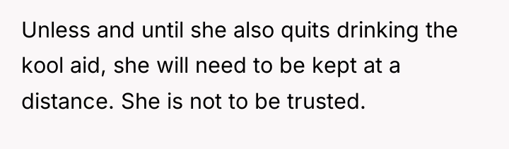 Unless and until she also quits drinking the kool aid,...