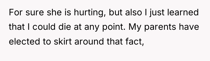 For sure she is hurting, but also I just learned...