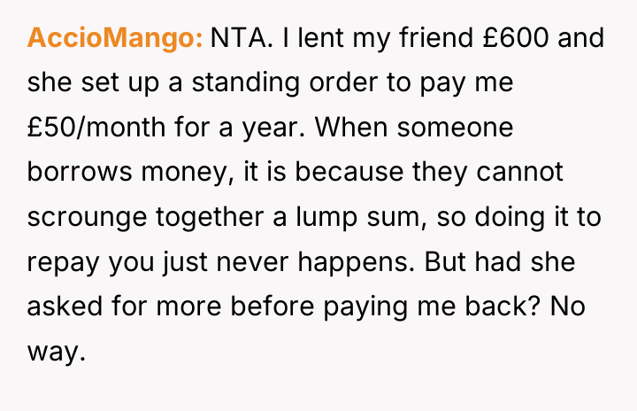 AccioMango NTA. I lent my friend £600 and she set...