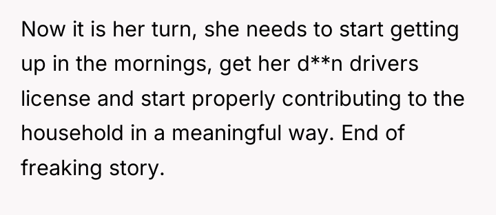 Now it is her turn, she needs to start getting...