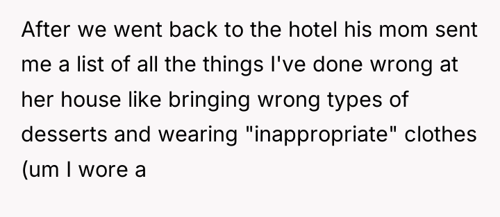 After we went back to the hotel his mom sent...