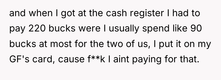 and when I got at the cash register I had...