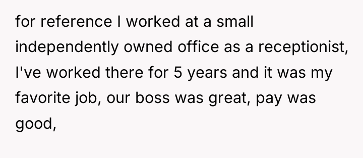 for reference I worked at a small independently owned office...