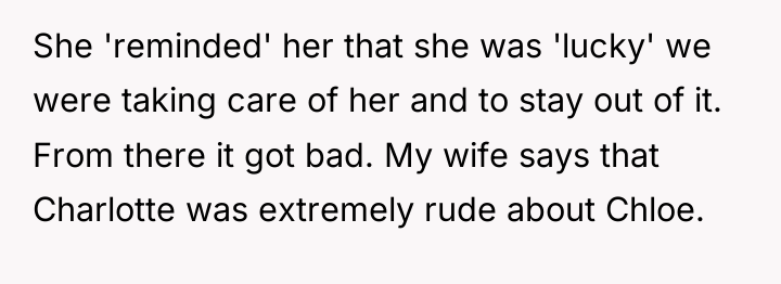 She 'reminded' her that she was 'lucky' we were taking...