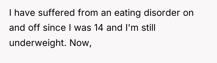 I have suffered from an eating disorder on and off...