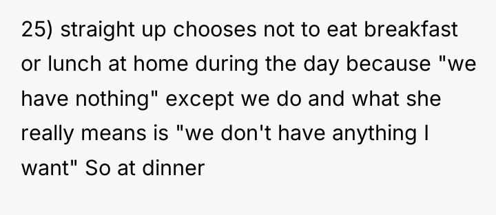 25) straight up chooses not to eat breakfast or lunch...