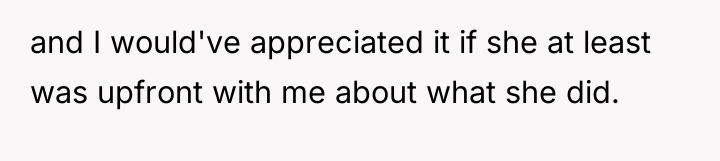and I would've appreciated it if she at least was...