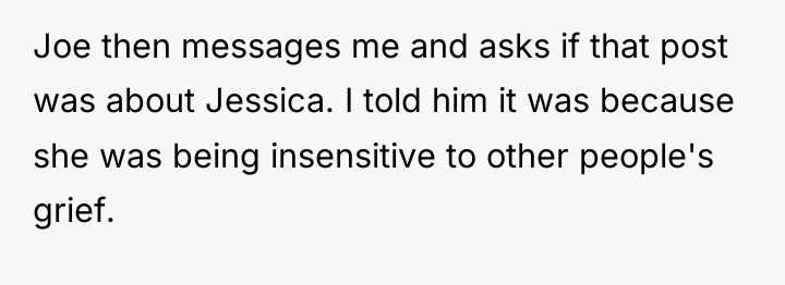 Joe then messages me and asks if that post was...