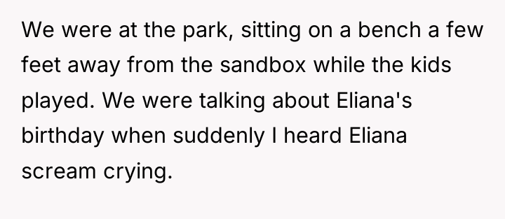We were at the park, sitting on a bench a...
