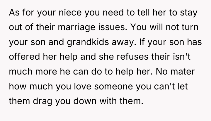 As for your niece you need to tell her to...