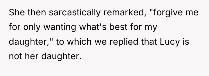 She then sarcastically remarked, "forgive me for only wanting what's...