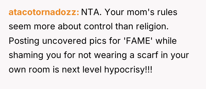 atacotornadozz NTA. Your mom's rules seem more about control than...