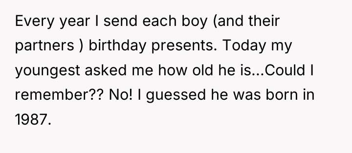 Every year I send each boy (and their partners )...