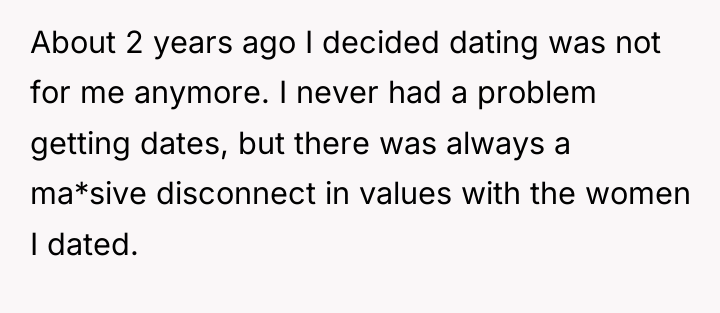 About 2 years ago I decided dating was not for...