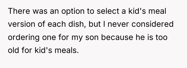 There was an option to select a kid's meal version...