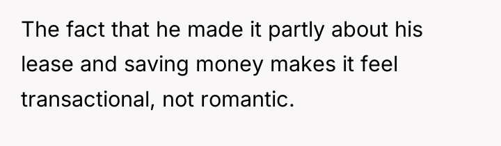 The fact that he made it partly about his lease...
