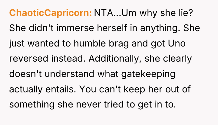 ChaoticCapricorn NTA...Um why she lie? She didn't immerse herself in...