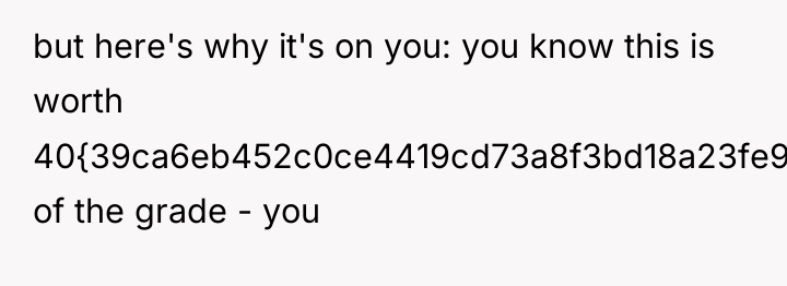 but here's why it's on you: you know this is...