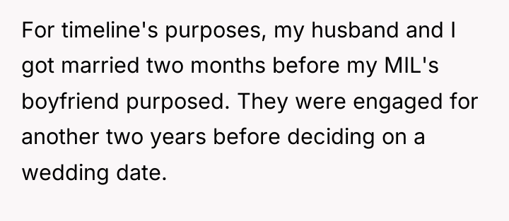 For timeline's purposes, my husband and I got married two...