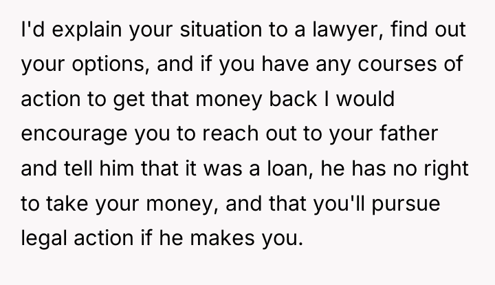 I'd explain your situation to a lawyer, find out your...