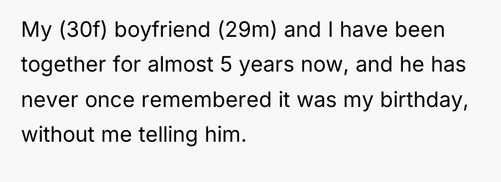 My (30f) boyfriend (29m) and I have been together for...