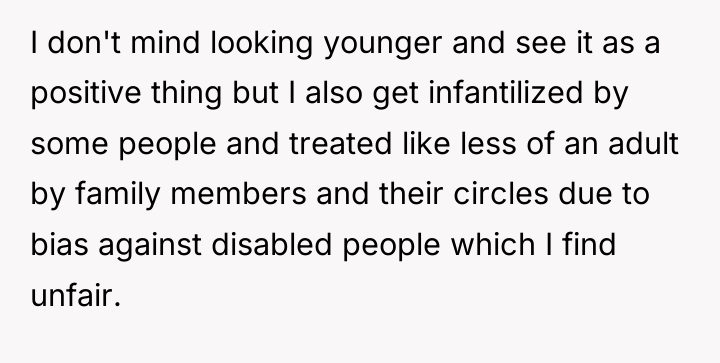 I don't mind looking younger and see it as a...